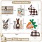 Easter Bunny Tiered Tray Decor, Farmhouse Tiered Tray Decorations, Happy Easter Bunny Carrots Buffalo Plaid Wooden Signs, Spring Rustic Rabbit Decor for Home Table Mantel Church Party